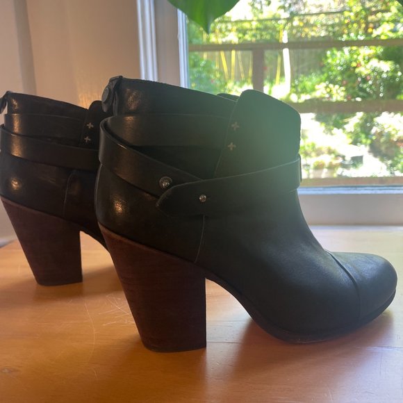 Rag & Bone Black Leather Harrow Ankle Boots - EU 39 - US 8.5 - Picture 6 of 10